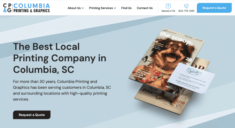 columbia printing and graphics new website